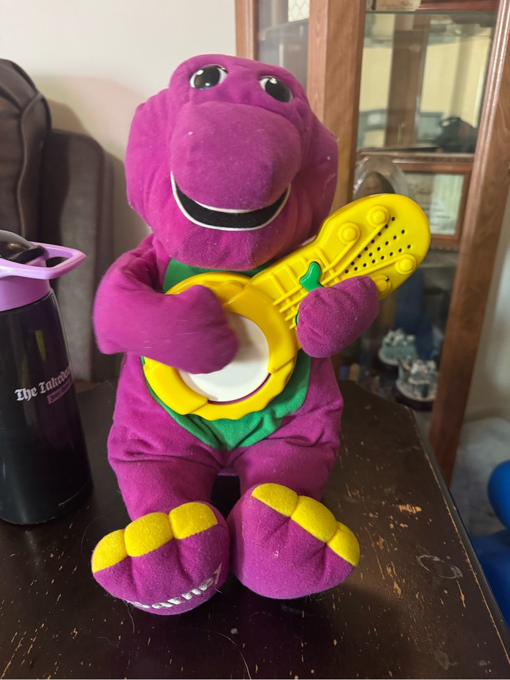 Barney Purple Plush Dinosaur Toy with Yellow Guitar sings